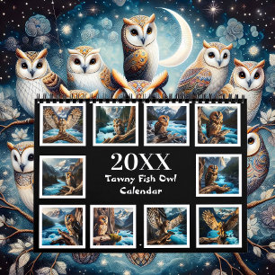 黄褐色の魚ふくろう20XXの年 カレンダー