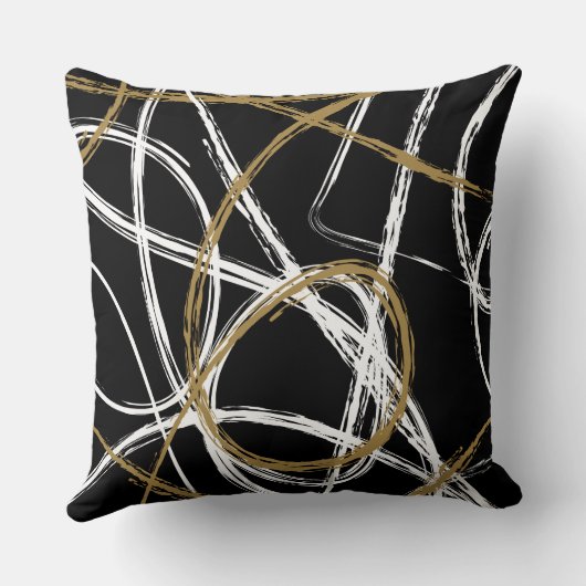 黄褐色の黒いラインデザインのレトロの装飾用クッション クッション (裏面)