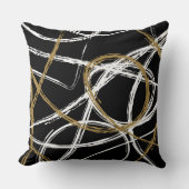 黄褐色の黒いラインデザインのレトロの装飾用クッション クッション (正面)