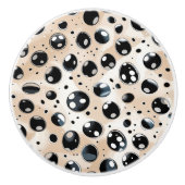 黄褐色の黒点と点 セラミックノブ (正面)