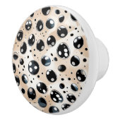 黄褐色の黒点と点 セラミックノブ (右)