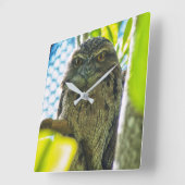 黄褐色はフクロウではないです スクエア壁時計 (傾斜)