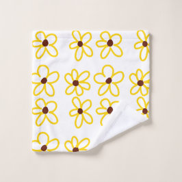 黄褐色ひまわり模様フローラモダン法 ウォッシュタオル