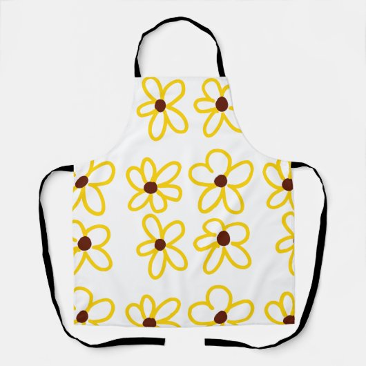 黄褐色ひまわり模様フローラモダン法 エプロン (正面)