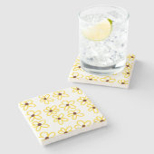 黄褐色ひまわり模様フローラモダン法 ストーンコースター (横)