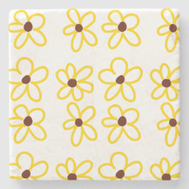 黄褐色ひまわり模様フローラモダン法 ストーンコースター