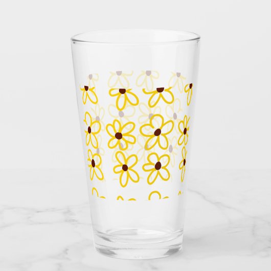 黄褐色ひまわり模様フローラモダン法 タンブラーグラス (正面)