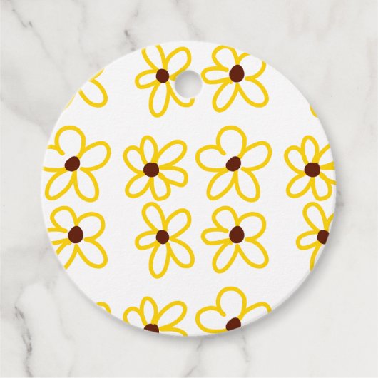 黄褐色ひまわり模様フローラモダン法 フェイバータグ (正面)