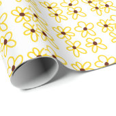 黄褐色ひまわり模様フローラモダン法 ラッピングペーパー (ロールコーナー)