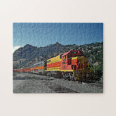 黄赤色ディーゼル機関車鉄道 ジグソーパズル (横)