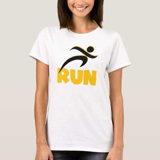 黄走フィットネス走運動競技 Tシャツ (正面)