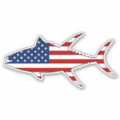 黄身マグロと米国国旗 シール (正面)