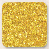 黄輝く色グリッター模様 コースター (正面)