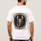 黄道十二宮の円の中の金色のさそり Tシャツ (裏面)