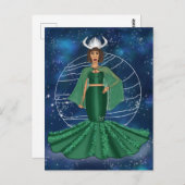 黄道十二星座の牡牛座の女神と支配星の金星 ポストカード (正面/裏面)