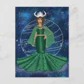 黄道十二星座の牡牛座の女神と支配星の金星 ポストカード (正面)