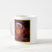 黄金および黄色透明ガラスボールフラクタル コーヒーマグカップ (正面左)