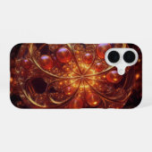 黄金および黄色透明ガラスボールフラクタル iPhone 16ケース (裏面横)