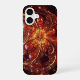 黄金および黄色透明ガラスボールフラクタル iPhone 16ケース