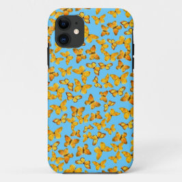 黄金かわいらし色の蝶オンスカイブルー iPhone 11 ケース