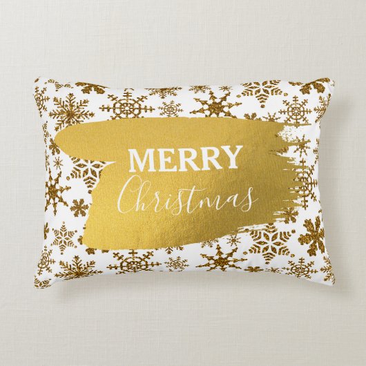 黄金きらめく雪メリークリスマス アクセントクッション (正面)
