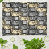 黄金と灰色の染み、長方形の破片を彫った キッチンタオル (折り畳み)