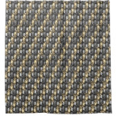 黄金と灰色の染み、長方形の破片を彫った シャワーカーテン (正面)