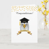 黄金と白のイーグル卒業祝い カード (黄色い花)