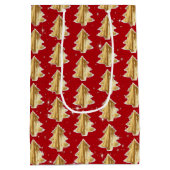 黄金と白のクリスマスツリー ミディアムペーパーバッグ (裏面)