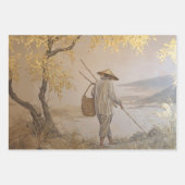 黄金と白のコイの日本の魚の包み紙 ラッピングペーパーシート (正面2)