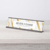 黄金と白のストライプ デスクネームプレート (正面)