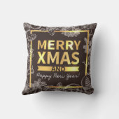 黄金と白亜のメリークリスマスハッピーニューイヤー クッション (裏面)