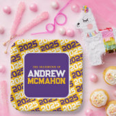 黄金と紫のパーソナライズされた卒業 ペーパープレート (パーティー)