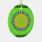 黄金と緑のアフリカの伝統的な布の色 セラミックオーナメント (右)