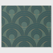 黄金と緑の円を描いたシームレスなパターン ラッピングペーパー (フラット)