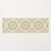 黄金と緑の幾何学曼荼羅のパターン ヨガマット (裏面(横))