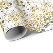 黄金と緑の幾何学曼荼羅のパターン ラッピングペーパー (ロールコーナー)