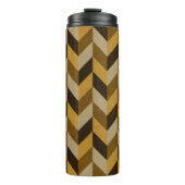 黄金と茶色のヘリンボーンパターン タンブラー (正面)