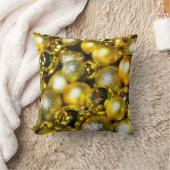 黄金と黄色のクリスマスボールクラスター クッション (ブランケット)