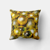 黄金と黄色のクリスマスボールクラスター クッション (裏面)