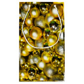 黄金と黄色のクリスマスボールクラスター スモールペーパーバッグ (裏面)