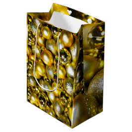 黄金と黄色のクリスマスボールクラスター ミディアムペーパーバッグ