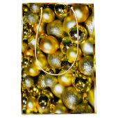 黄金と黄色のクリスマスボールクラスター ミディアムペーパーバッグ (正面)