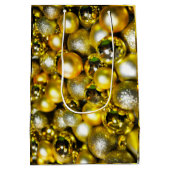 黄金と黄色のクリスマスボールクラスター ミディアムペーパーバッグ (裏面)