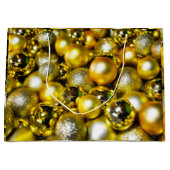 黄金と黄色のクリスマスボールクラスター ラージペーパーバッグ (正面)