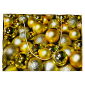 黄金と黄色のクリスマスボールクラスター ラージペーパーバッグ (裏面)