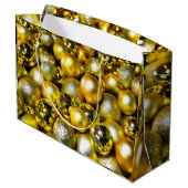 黄金と黄色のクリスマスボールクラスター ラージペーパーバッグ (裏面アングル)