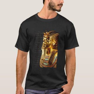 黄金と黒のヒエログリフとツタンカーメン王 Tシャツ