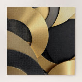 黄金と黒の重なり合うジオメトリック抽象芸術 ジグソーパズル (横)
