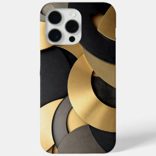 黄金と黒の重なり合うジオメトリック抽象芸術 iPhone 15 PRO MAXケース